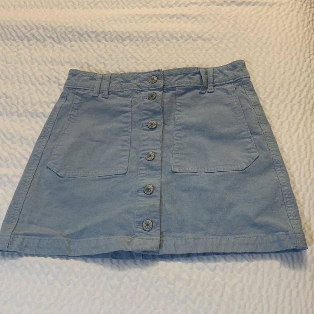 American Eagle 2 Blue Corduroy Super High Rise A Line Skirt